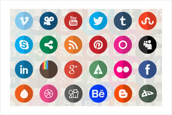 flat rounded social media icons