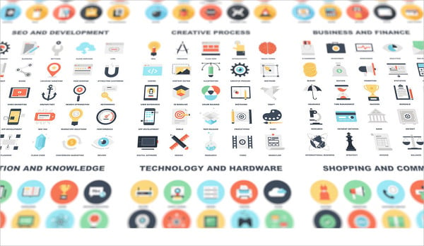 flat design business and technology icons
