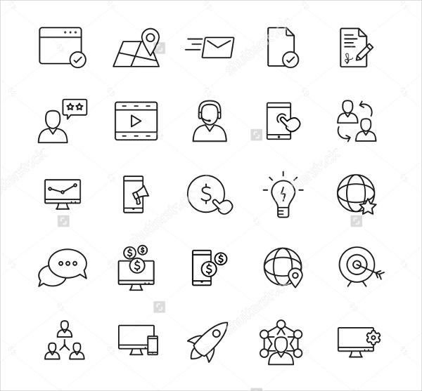business and technology linear icons