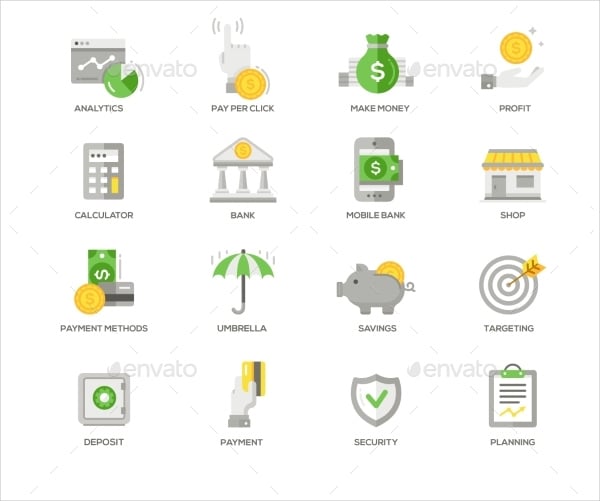 flat design business and office icons