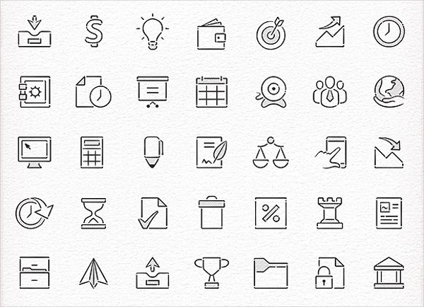 hand drawn business and office icons