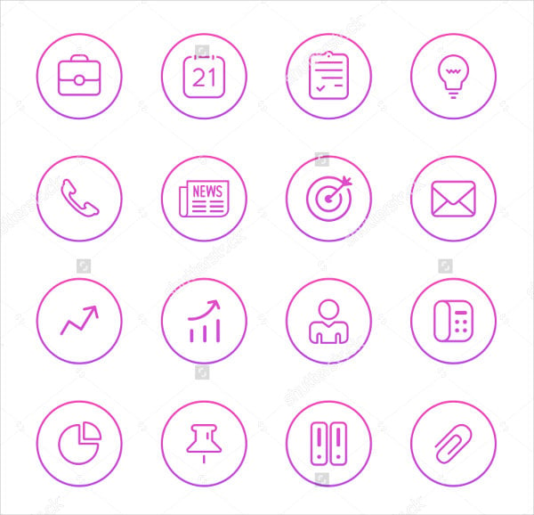 flat rounded business and office icons