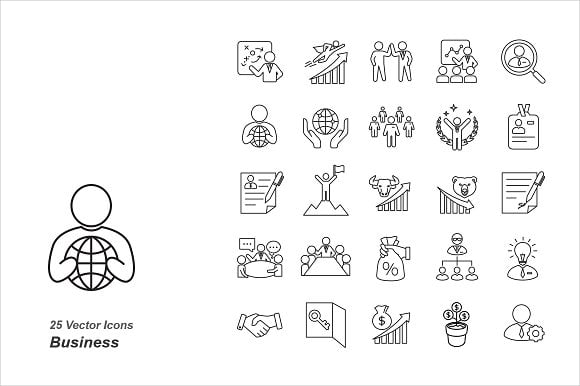 business management outline icons