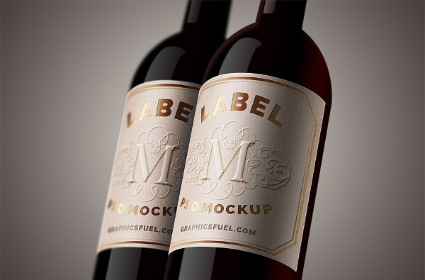 wine bottle psd label