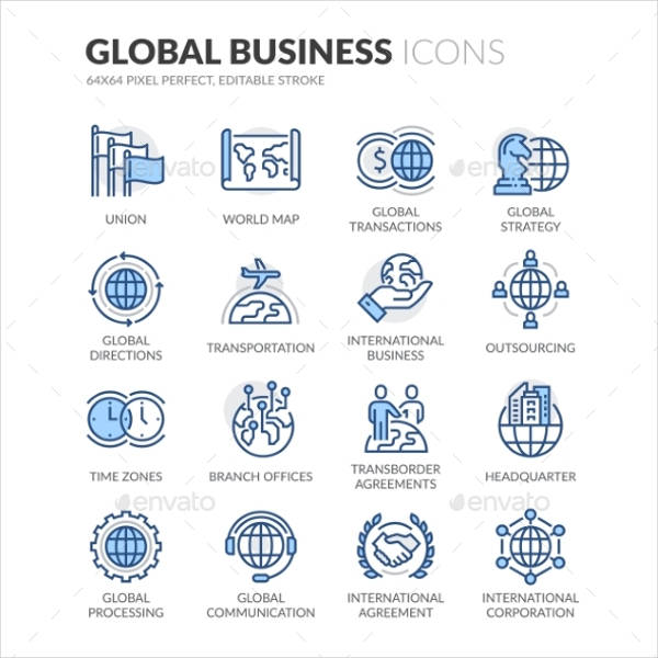 global business icons set