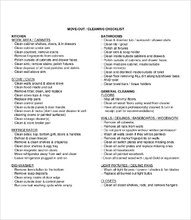 work cleaning checklist template
