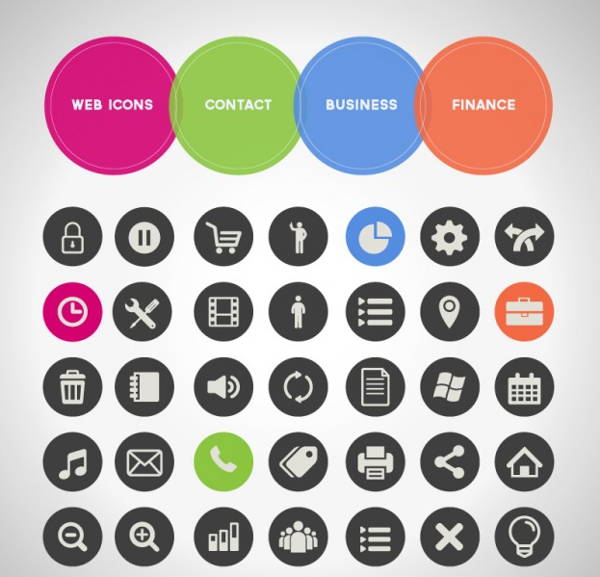 small rounded business icons