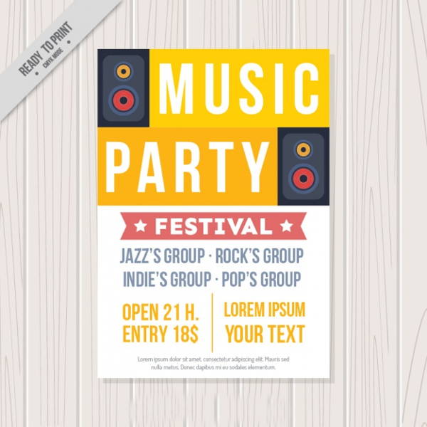 vector music party brochure