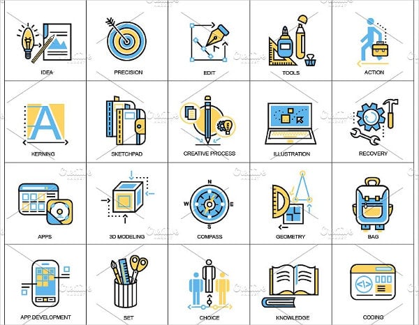 business process vector icons set