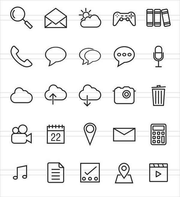 mobile app lines icons