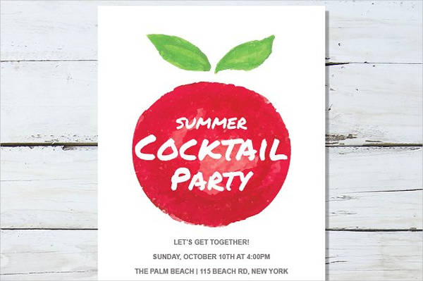 summer cocktail party menu design