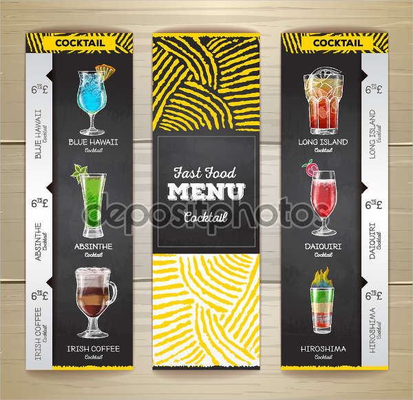 chalkboard restaurant cocktail menu template