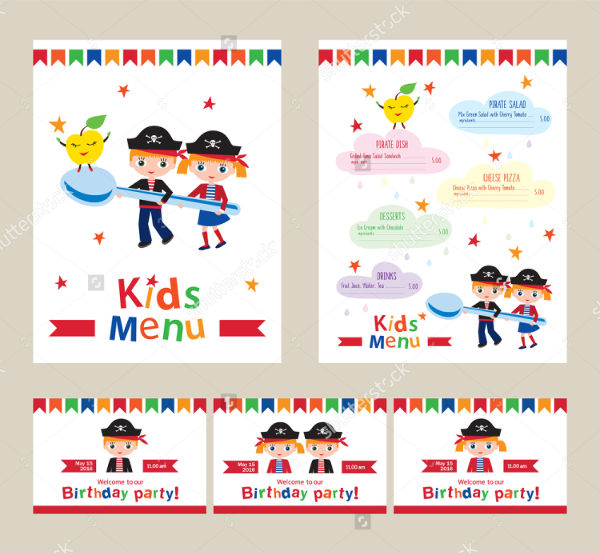 childrens birthday party menu template