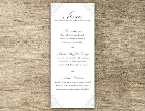 wedding tea party menu design
