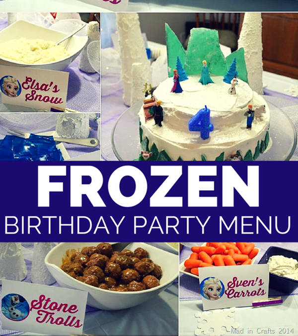 frozen birthday party menu design