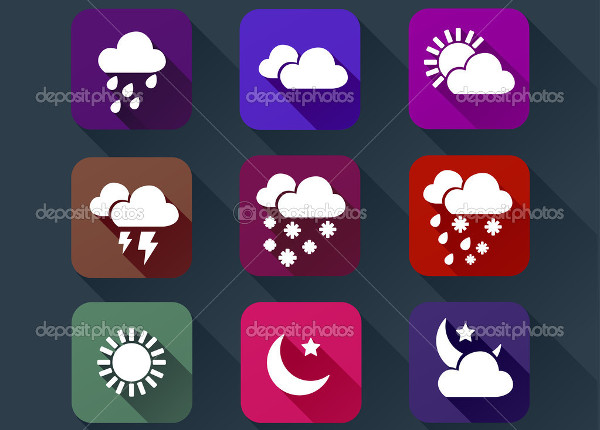 flat weather app icons