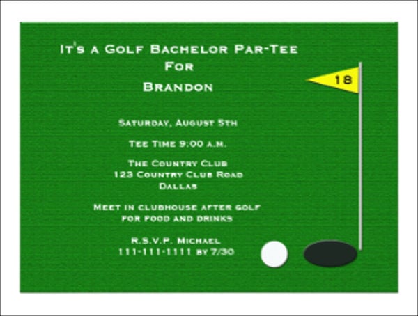 golf bachelor party event invitation