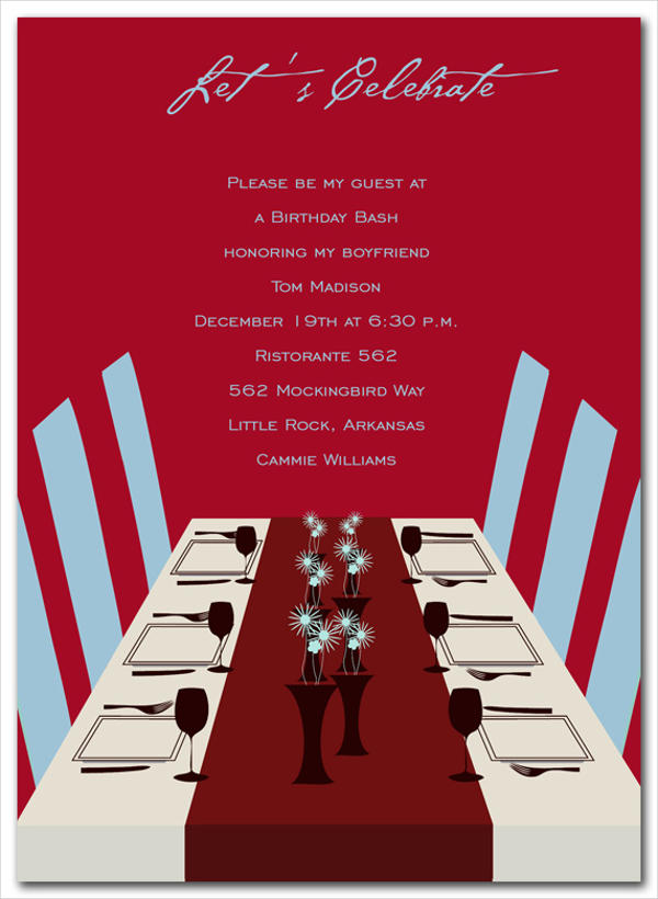 business restaurant anniversary invitation