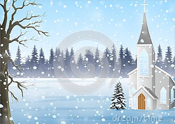 winter church greeting card