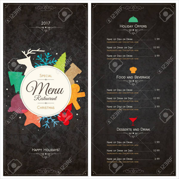 holiday house party menu design