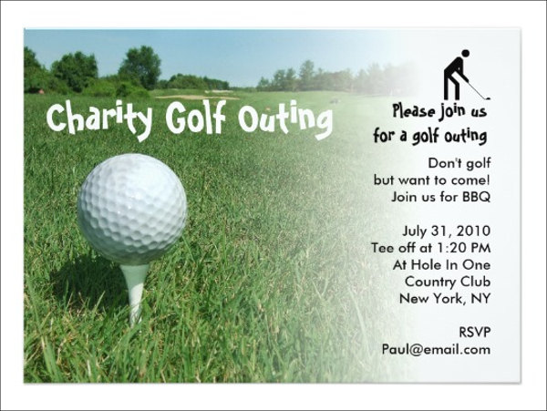 golf event invitation postcard