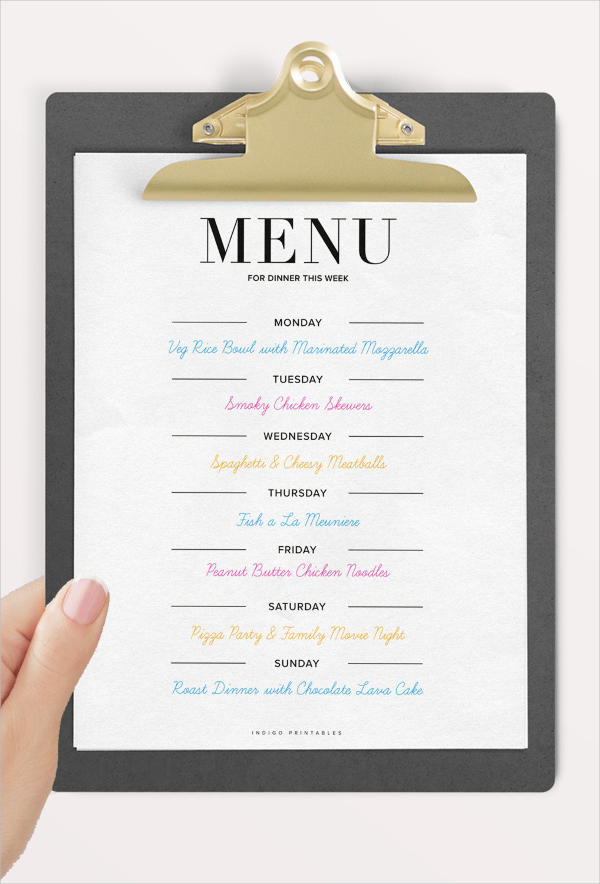 dinner party menu template