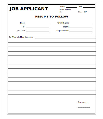 job application fax cover template