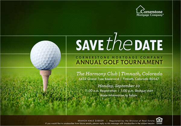 save the date golf event postcard