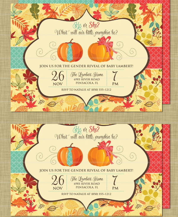 fall gender reveal party invitation