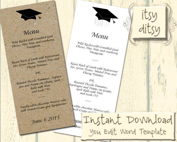 graduation party menu template