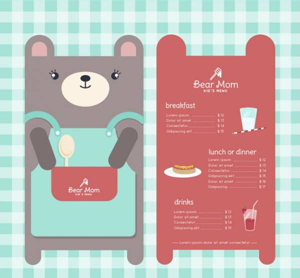 free printable childrens party menu design