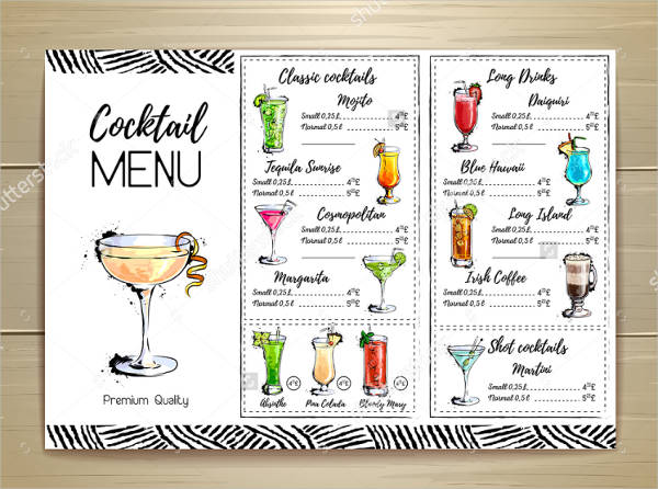 garden cocktail party menu design