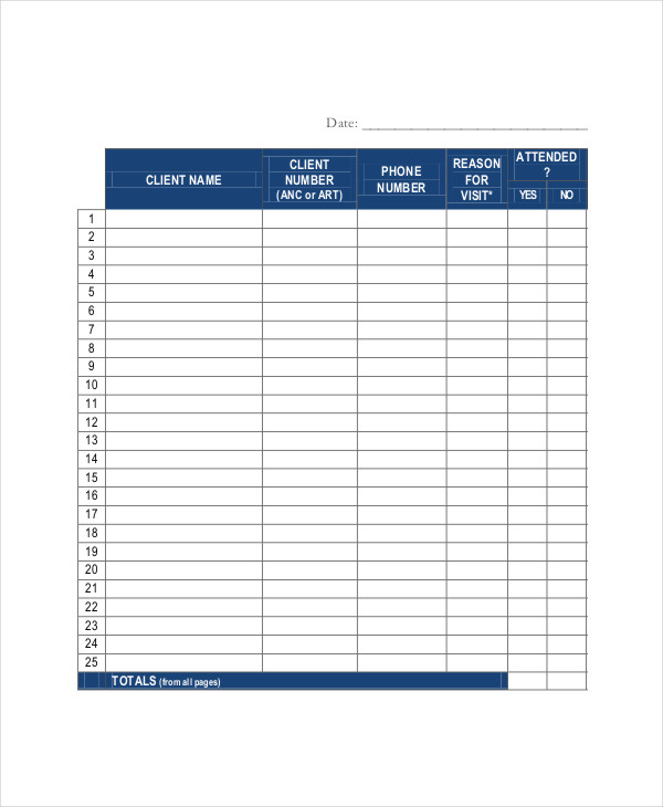 client appointment book template