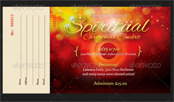 christmas concert ticket template