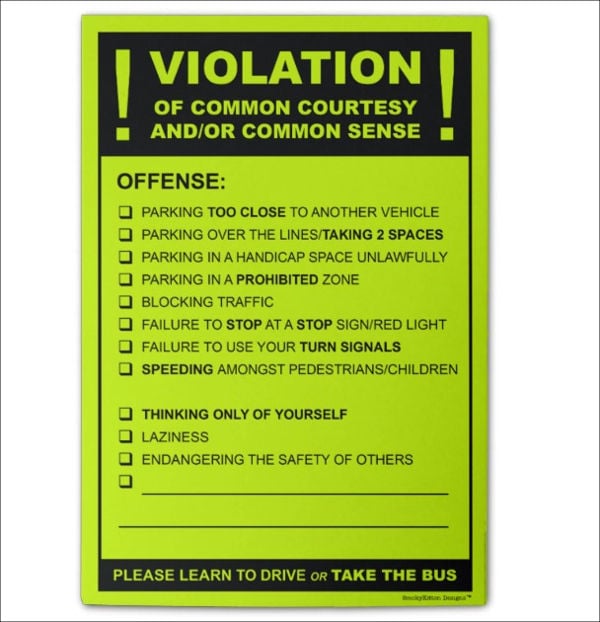 parking ticket envelope template