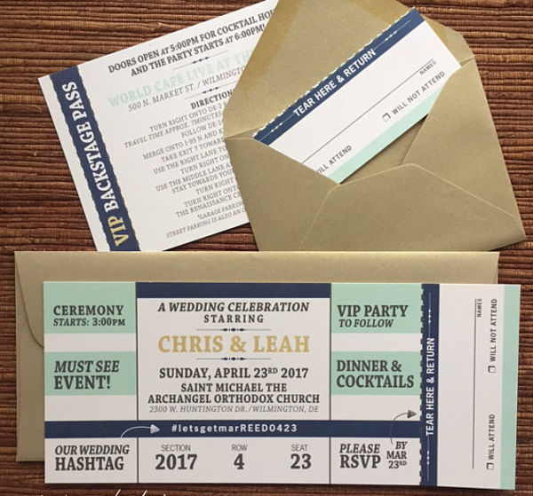 concert ticket envelope template