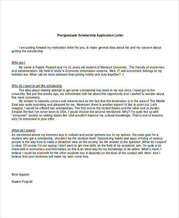 Best Application Letter For Scholarship Scholarship Application Letter