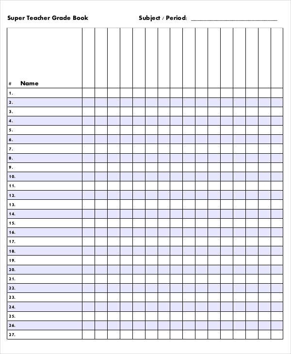 Gradebook Templates 13+ Free Printable Doc, PDF & Xlx Formats