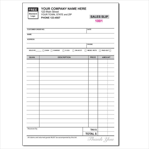 sample food stub template