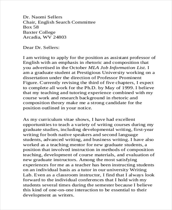 Academic Application Letters 8 Sample Example Template