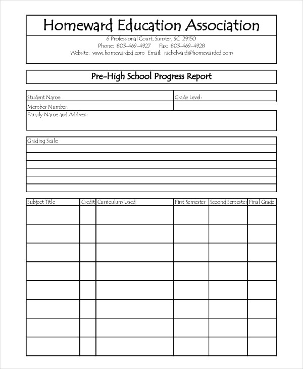 Student Grade Report Template