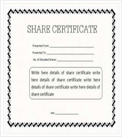 share certificate template word format editable download