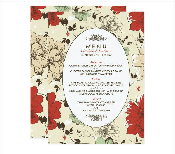 garden theme party menu design