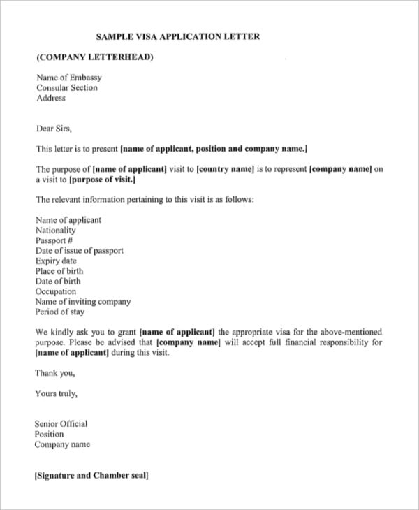 Employment Application Letter 9 Sample Example Template 6528