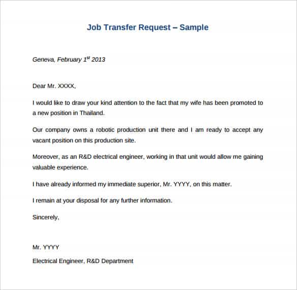 44 Transfer Letter Templates PDF Google DOC Excel