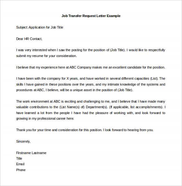 job transfer request letter example word doc min