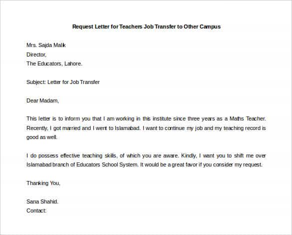 request letter for teachers job transfer to other campus download min