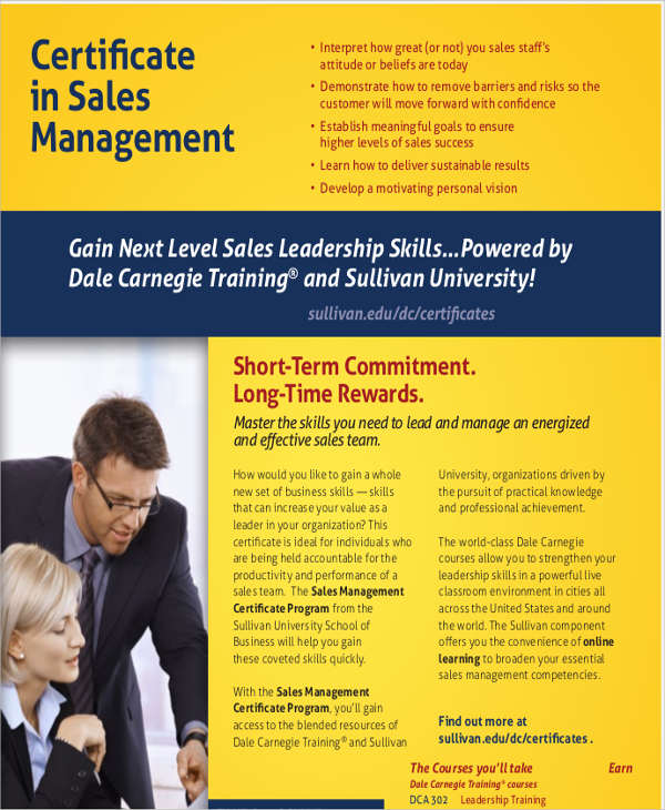 sales management training certificate