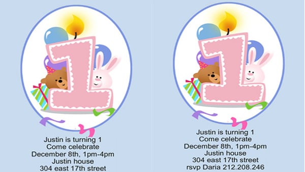 free pintable baby birthday invitation