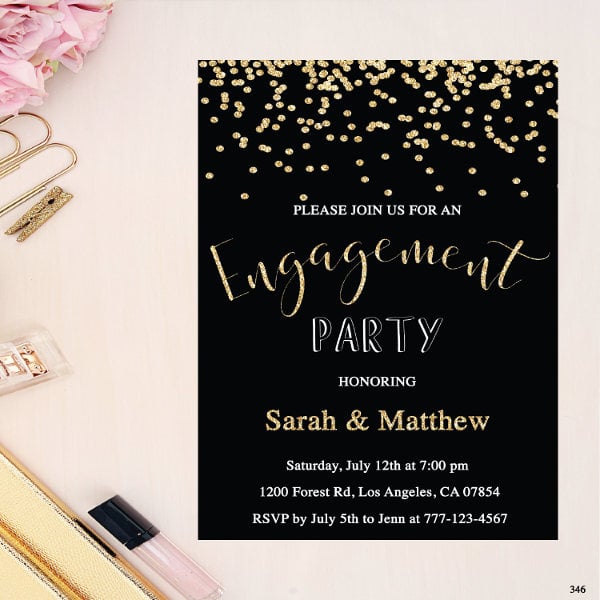 confetti engagement dinner invitation